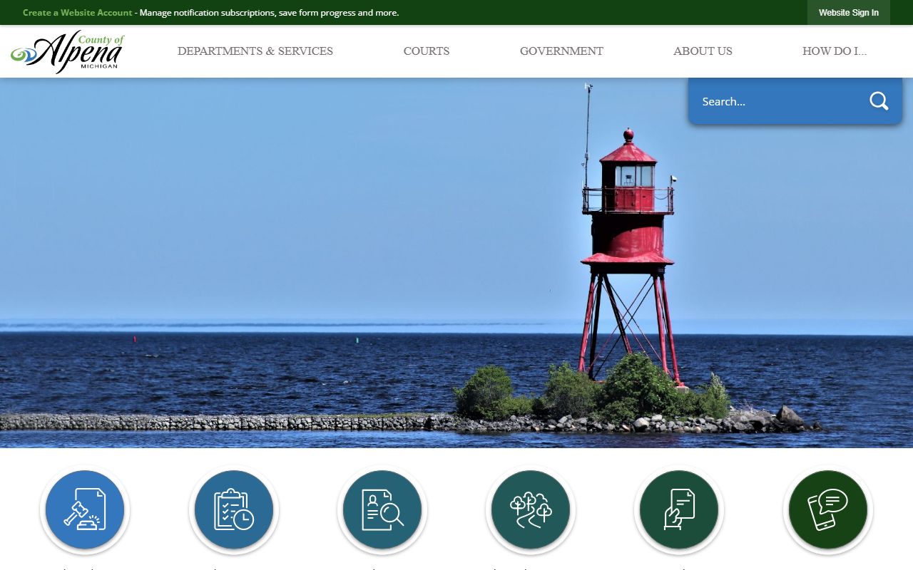 Alpena County Sheriff and county government building for Alpena County DUI records