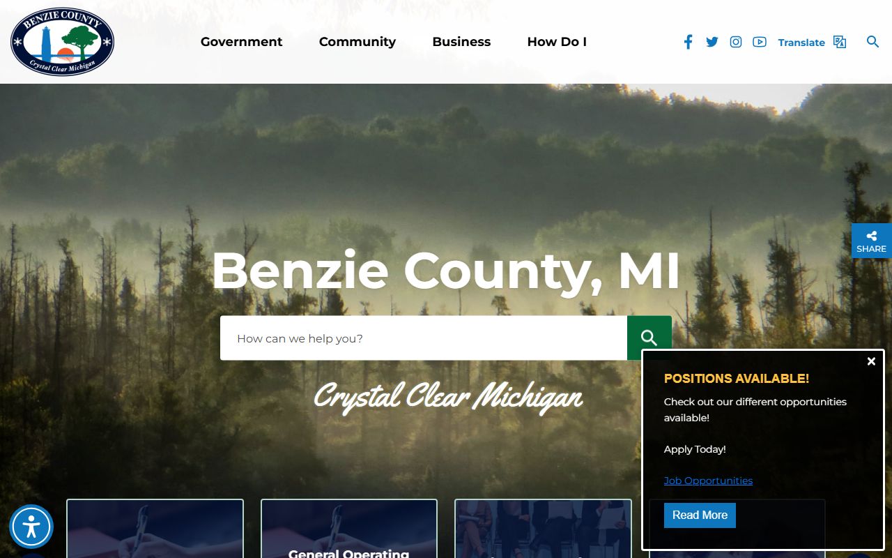 Benzie County Sheriff and county government offices for Benzie County DUI records