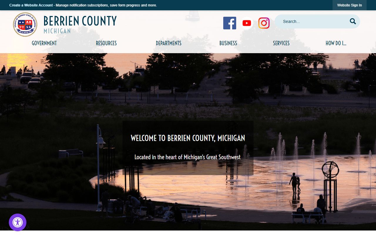 Berrien County Sheriff website showing DUI record resources
