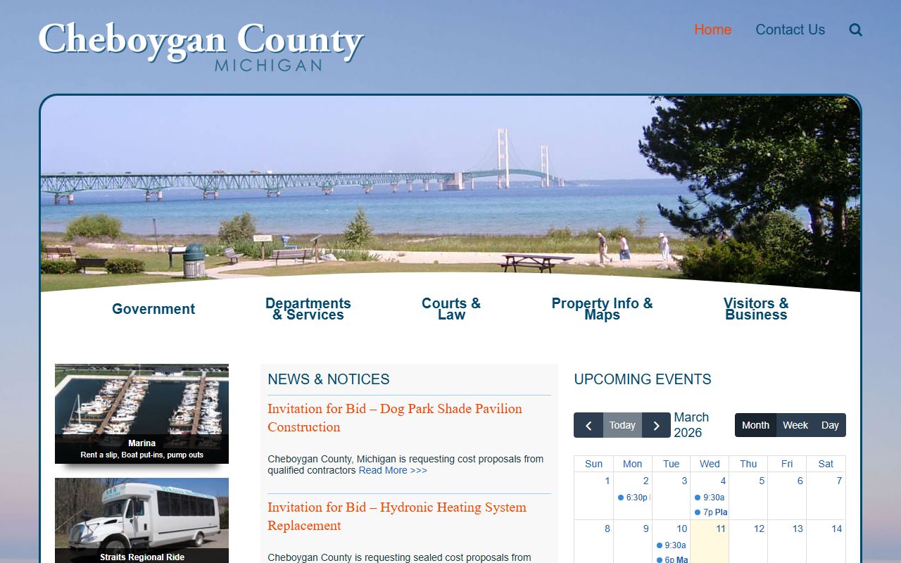 Cheboygan County Sheriff and county government building for Cheboygan County DUI records