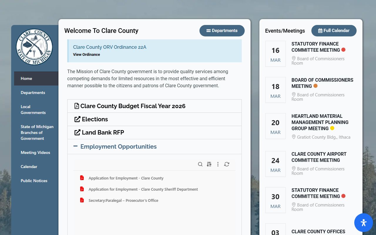 Clare County Sheriff website for DUI record access
