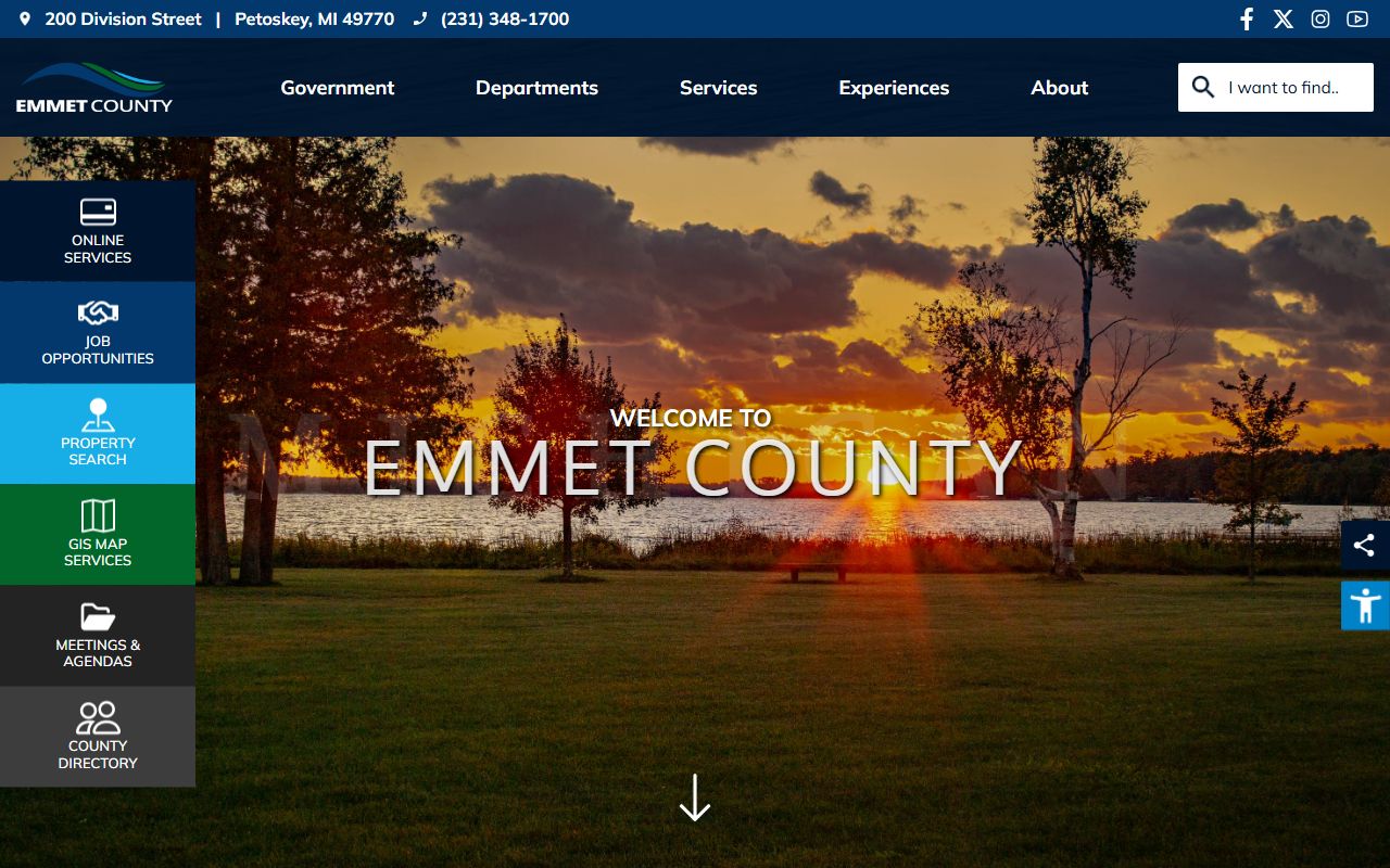 Emmet County government portal for DUI records and court case information