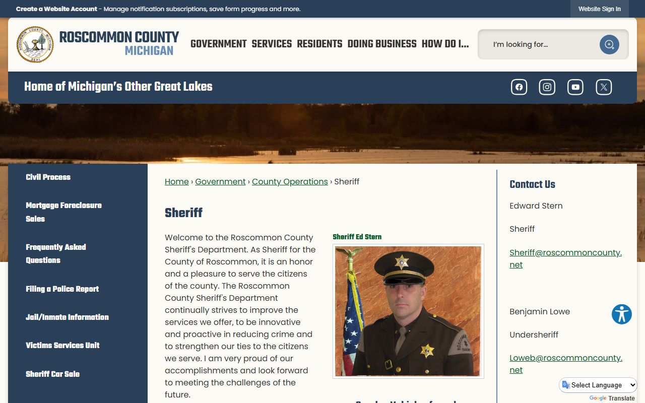 Roscommon County Sheriff resource for DUI records