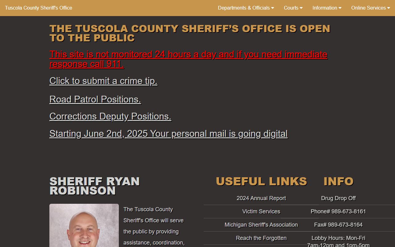 Tuscola County Sheriff DUI records resource